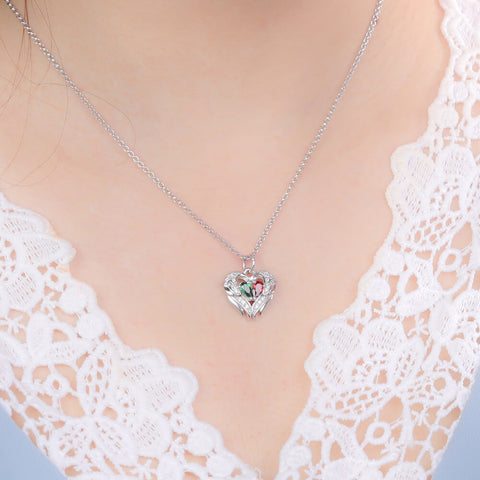 Personalized Angel Wing Necklace with 2 Birthstones Jewelry Treasures