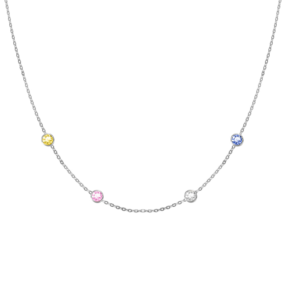 Custom Spaced Birthstone Charm Necklace Jewelry Treasures