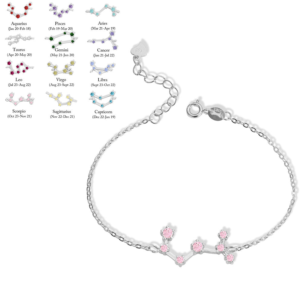 Zodiac Bracelet & Constellation Anklet with Birthstone - Star Style Jewelry Treasures