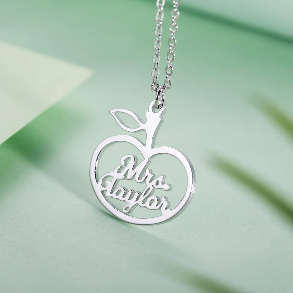 Personalized Apple Style Name Necklace Jewelry Treasures