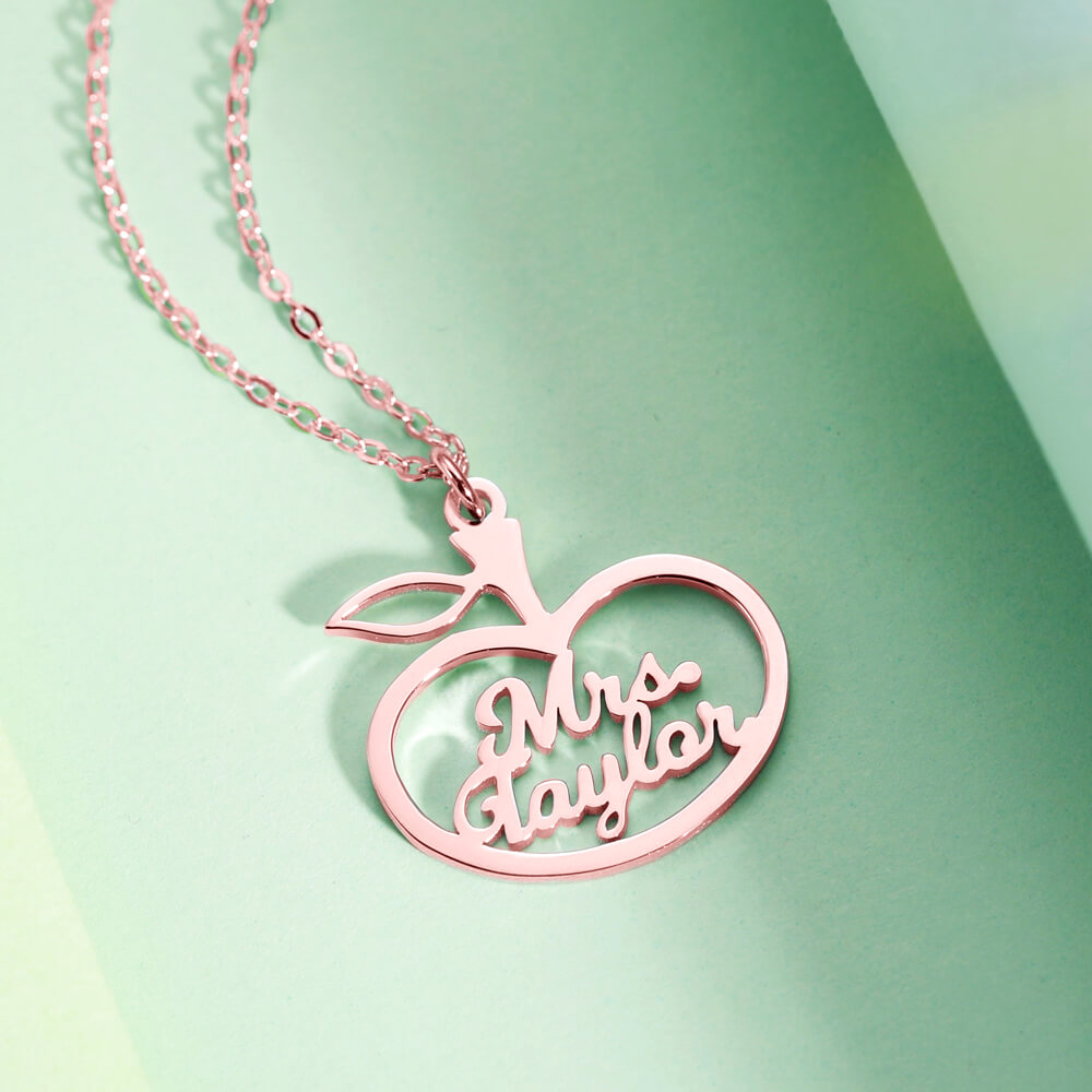 Personalized Apple Style Name Necklace Jewelry Treasures