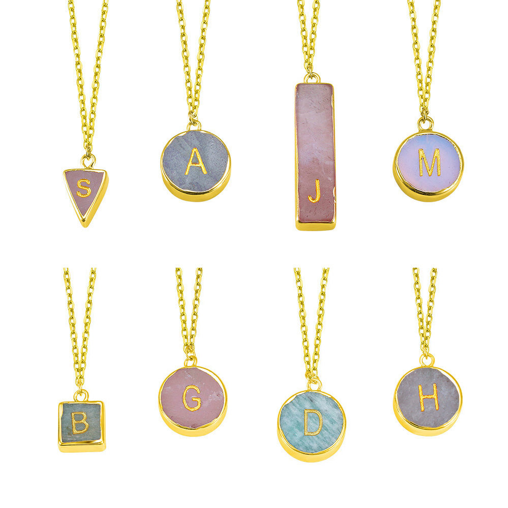 Customized Initials on A Stone Necklace Jewelry Treasures