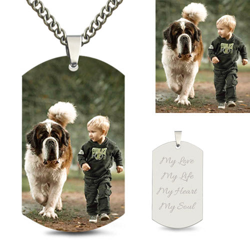 Engraved Stainless Steel Photo Necklace for Father Jewelry Treasures