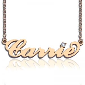 Sterling Silver Carrie Name Necklace With Birthstone Jewelry Treasures