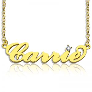 Sterling Silver Carrie Name Necklace With Birthstone Jewelry Treasures