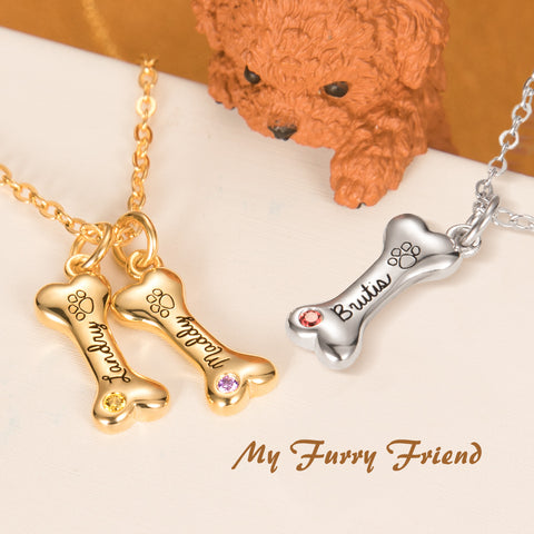 Personalized Exquisite 1-8 Name Dog Bone Necklace Jewelry Treasures