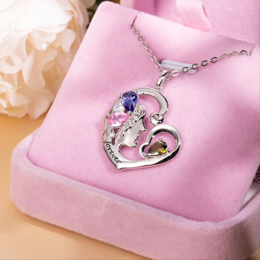 Personalized Name And Birthstone Heart Necklace Gift For Mom Jewelry Treasures