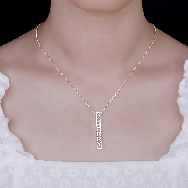 Personalized Special 3D Bar Necklace In Silver Jewelry Treasures