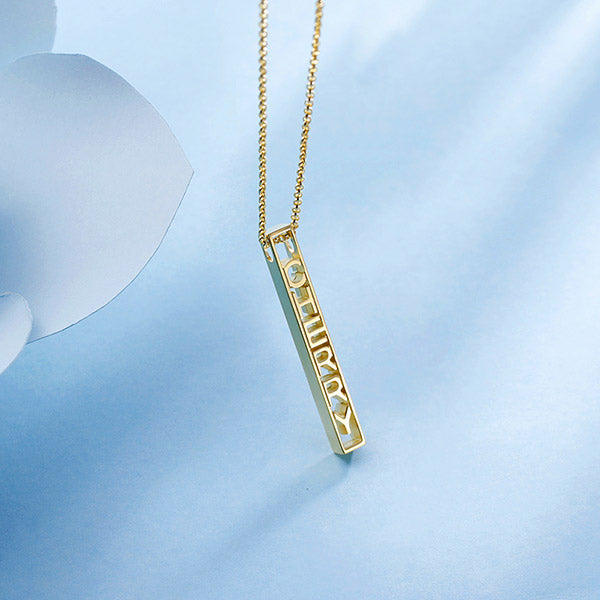 Personalized Special 3D Bar Necklace In Silver Jewelry Treasures