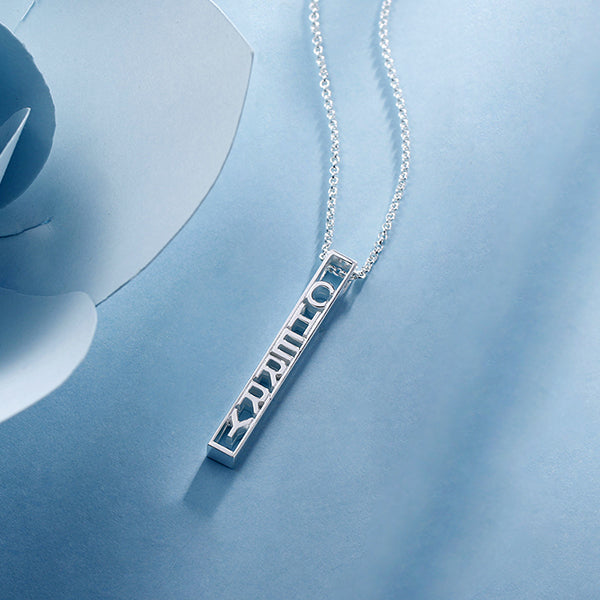 Personalized Special 3D Bar Necklace In Silver Jewelry Treasures