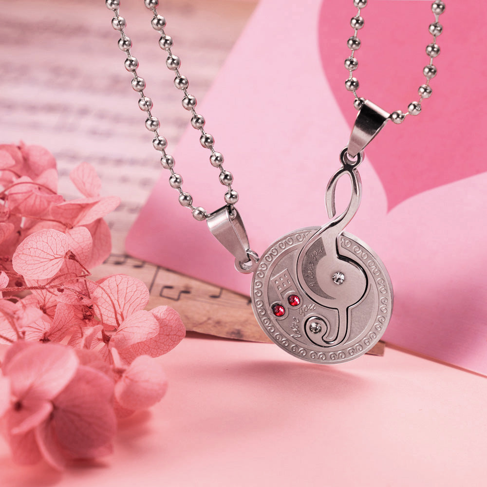 Musical Note Titanium Steel Couple's Necklaces Jewelry Treasures