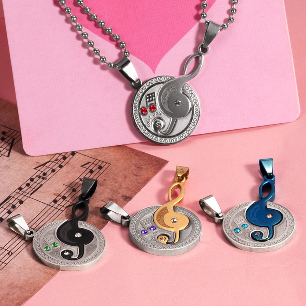 Musical Note Titanium Steel Couple's Necklaces Jewelry Treasures