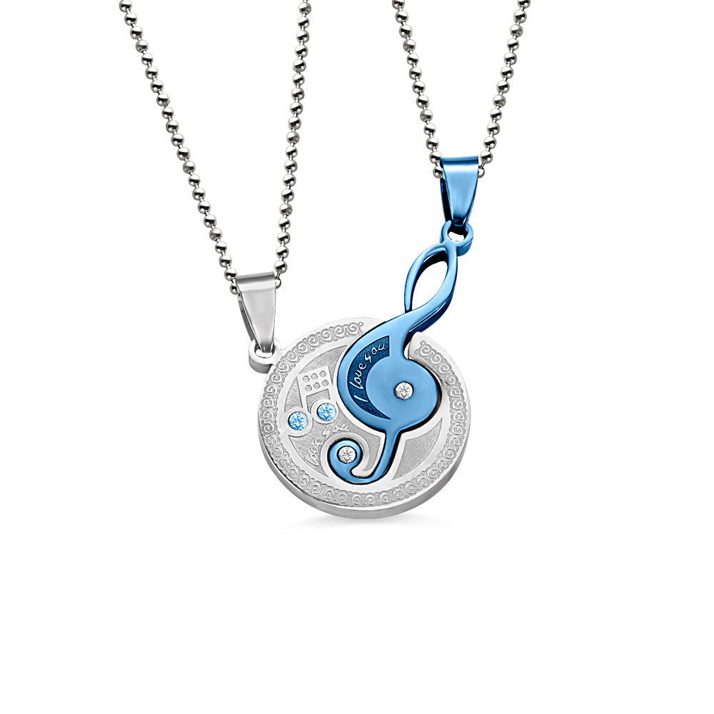 Musical Note Titanium Steel Couple's Necklaces Jewelry Treasures