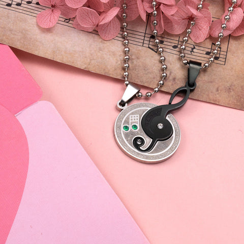 Musical Note Titanium Steel Couple's Necklaces Jewelry Treasures