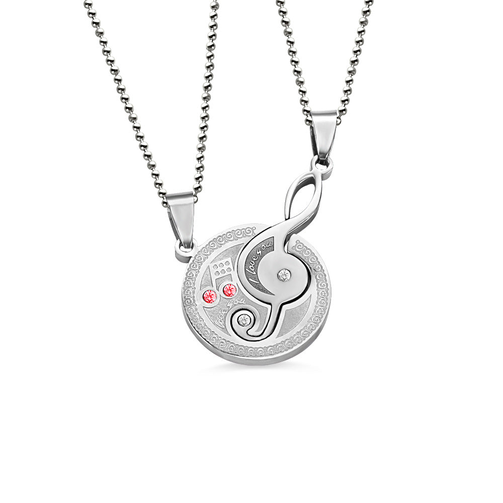 Musical Note Titanium Steel Couple's Necklaces Jewelry Treasures