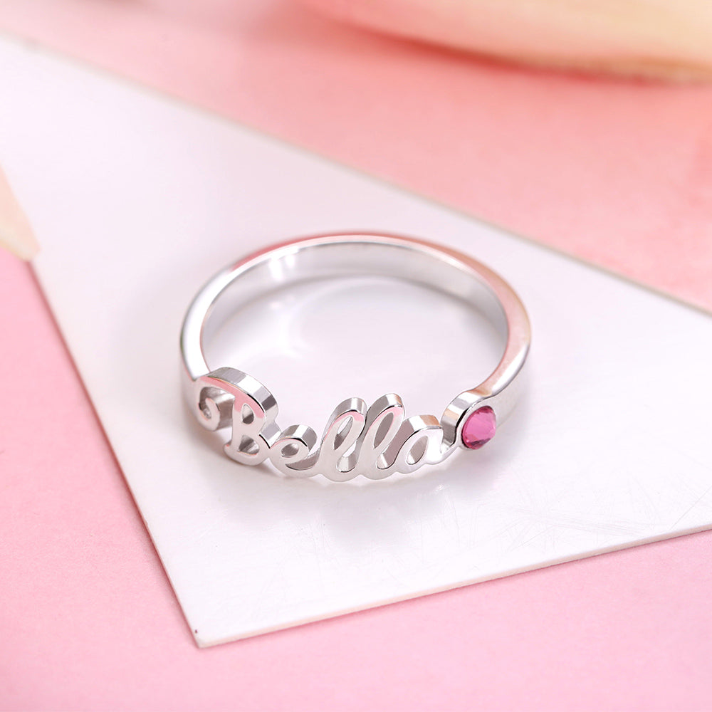 Personalized 1-4 Name Birthstone Ring