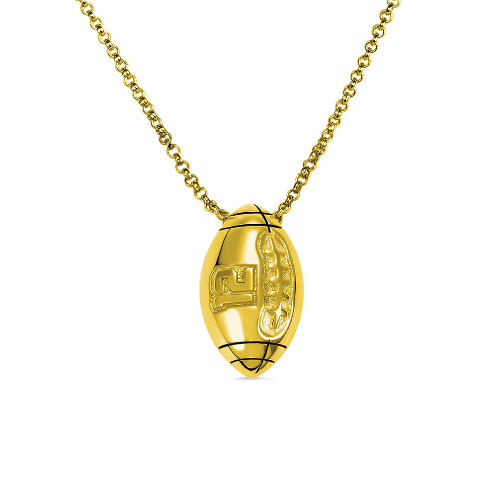 Engraved Football Necklace in Gold Jewelry Treasures