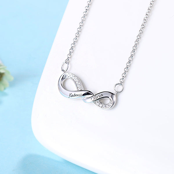 Engraved Infinity Double Name Necklace Jewelry Treasures