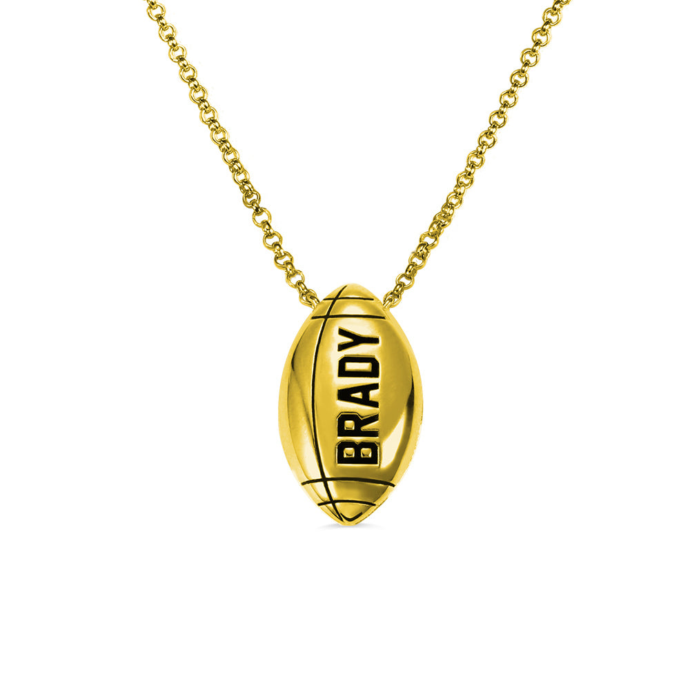 Engraved Football Necklace in Gold Jewelry Treasures