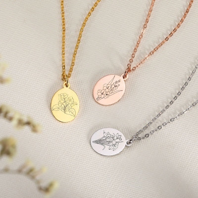 Personalized Birth Flower Necklace Jewelry Treasures