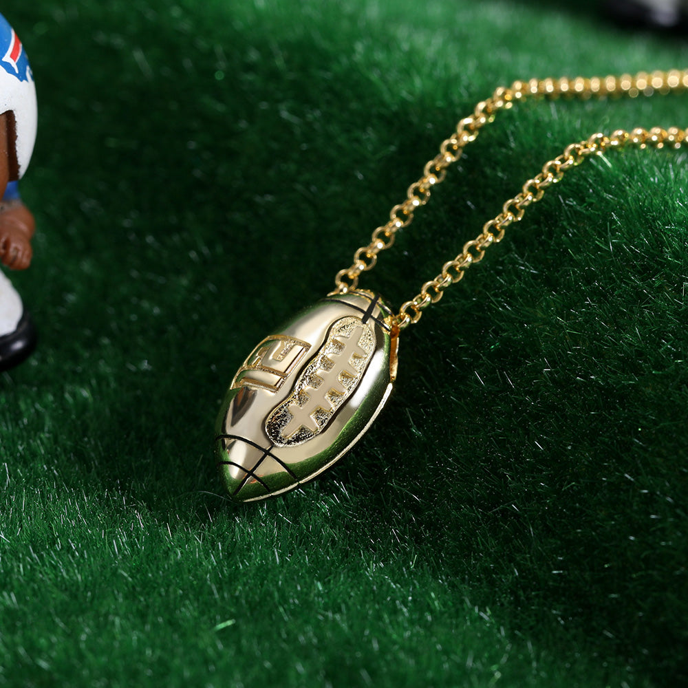 Engraved Football Necklace in Gold Jewelry Treasures