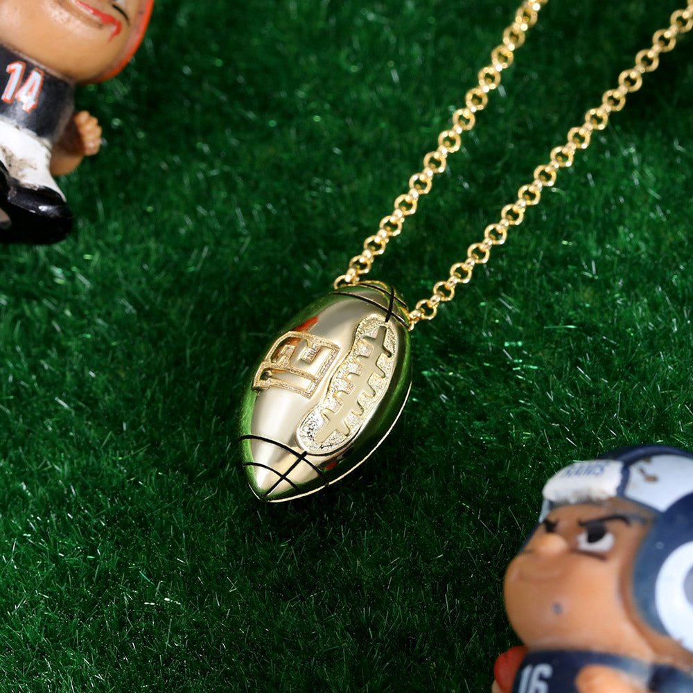 Engraved Football Necklace in Gold Jewelry Treasures