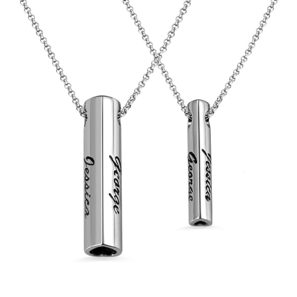 Engraved Double Heart Bar Necklace Jewelry Treasures