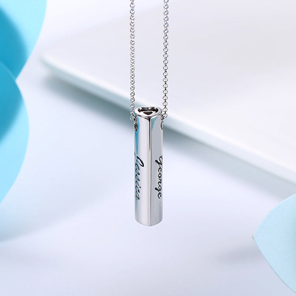 Engraved Double Heart Bar Necklace Jewelry Treasures