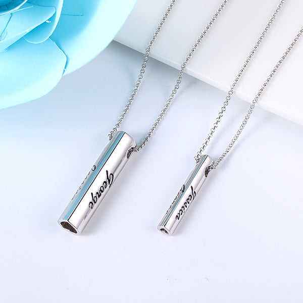 Engraved Double Heart Bar Necklace Jewelry Treasures