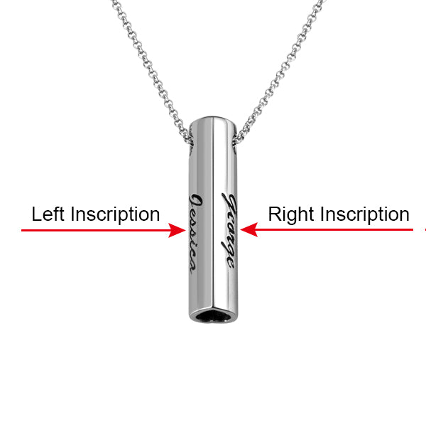 Engraved Double Heart Bar Necklace Jewelry Treasures