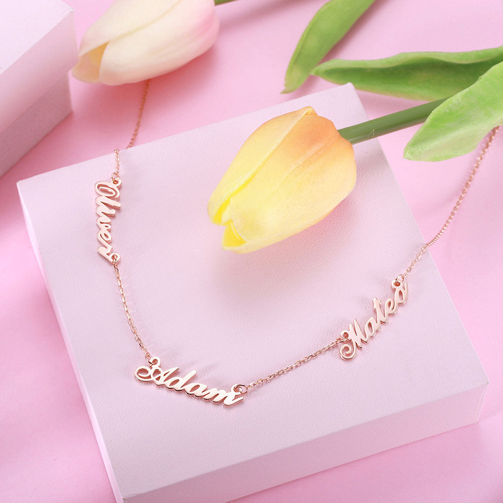 Personalized Tres-Names Necklace sterling silver Jewelry Treasures