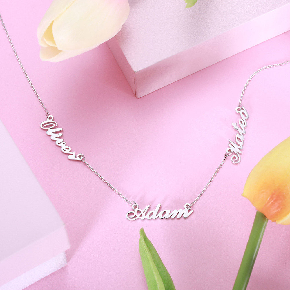 Personalized Tres-Names Necklace sterling silver Jewelry Treasures