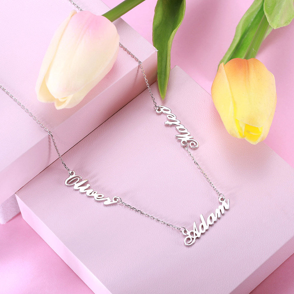 Personalized Tres-Names Necklace sterling silver Jewelry Treasures