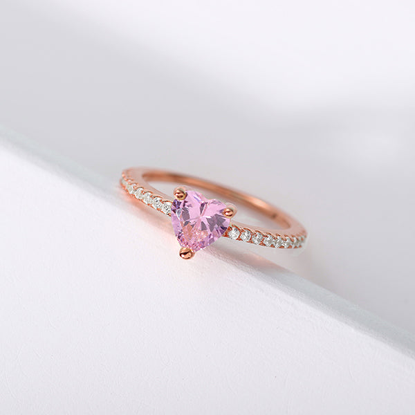 Personalized Heart Birthstone Promise Ring