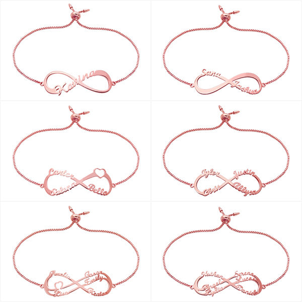 Engraved Infinity Bracelet in Rose Gold Jewelry Treasures