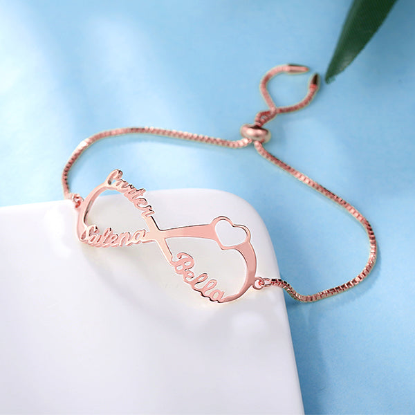 Engraved Infinity Bracelet in Rose Gold Jewelry Treasures