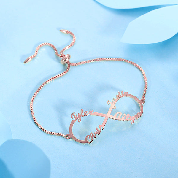 Engraved Infinity Bracelet in Rose Gold Jewelry Treasures