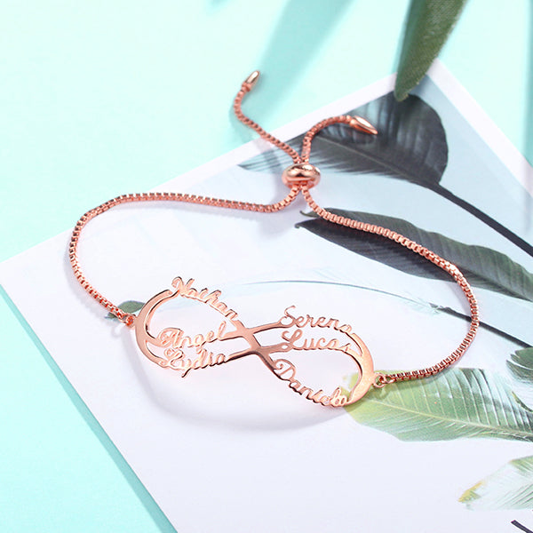 Engraved Infinity Bracelet in Rose Gold Jewelry Treasures