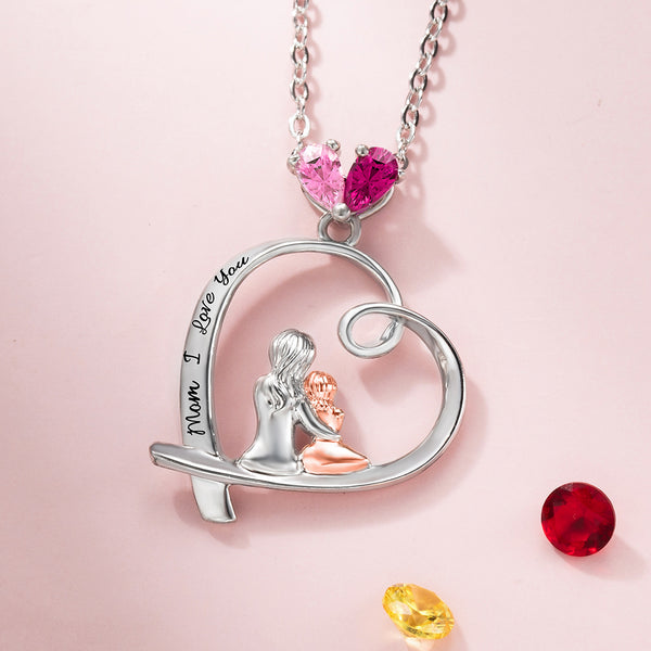 Personalized Birthstone Heart Necklace Sterling Silver 925 Jewelry Treasures