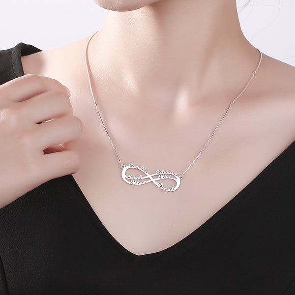 Personalized 6 Names Infinity Symbol Necklace Jewelry Treasures