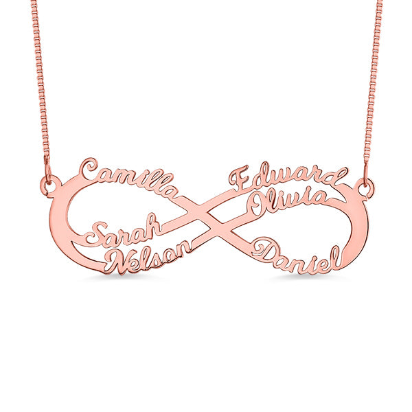 Personalized 6 Names Infinity Symbol Necklace Jewelry Treasures