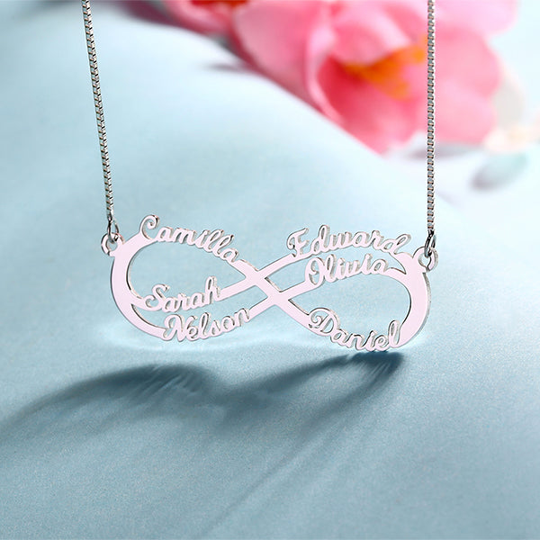 Personalized 6 Names Infinity Symbol Necklace Jewelry Treasures