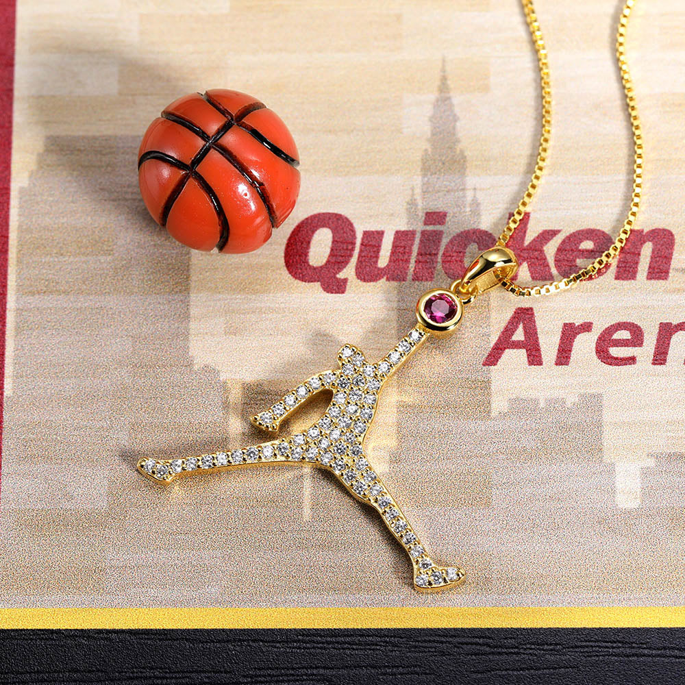 Personalized Basketball Dunk Necklace with Birthstone Jewelry Treasures