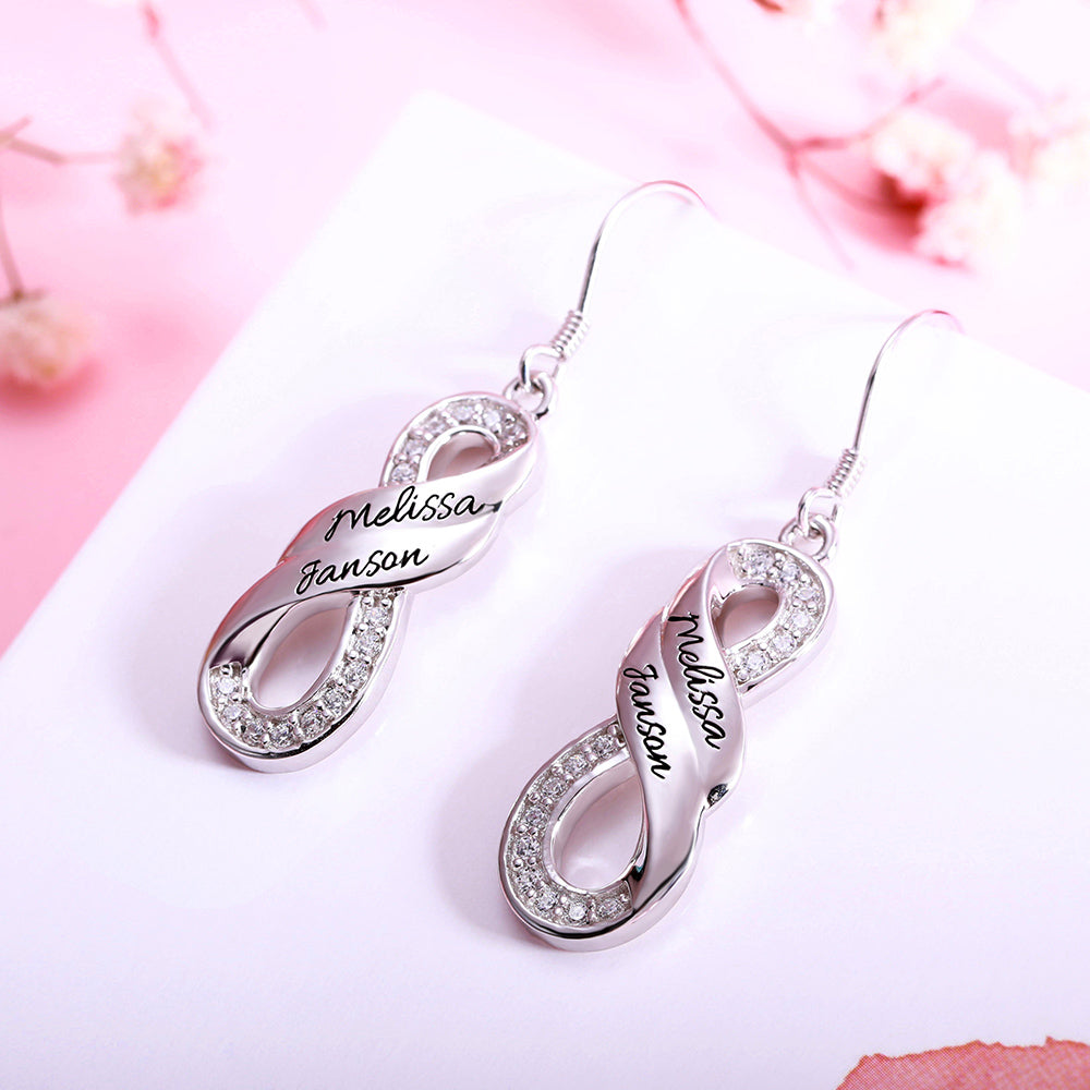 Personalized Infinity Two Names Earrings in Silver