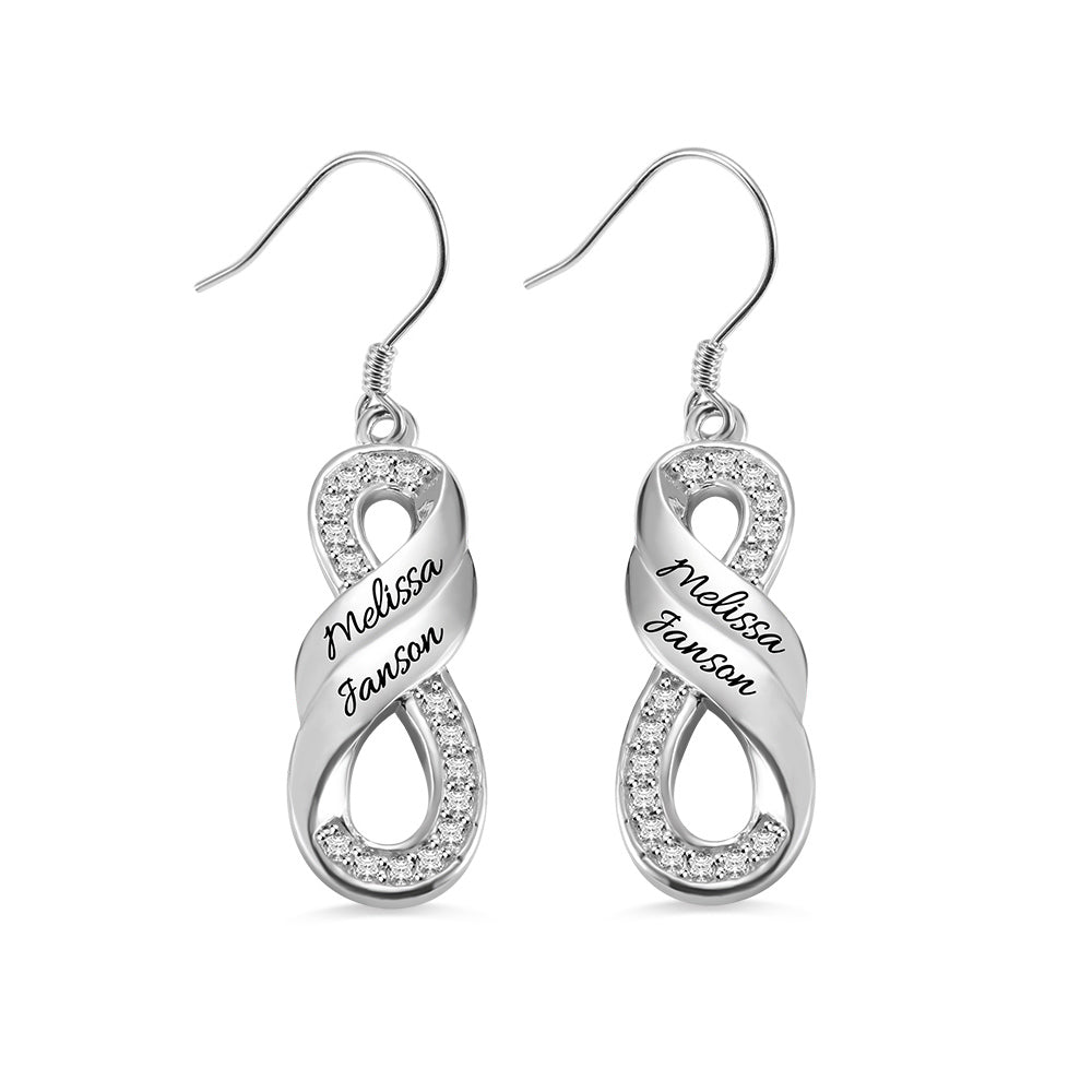 Personalized Infinity Two Names Earrings in Silver