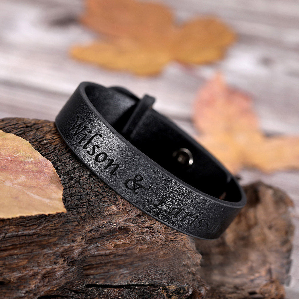 Personalized Men's Leather Bracelet Unique Custom Men's Bracelet