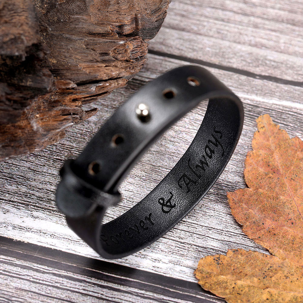 Personalized Men's Leather Bracelet Unique Custom Men's Bracelet