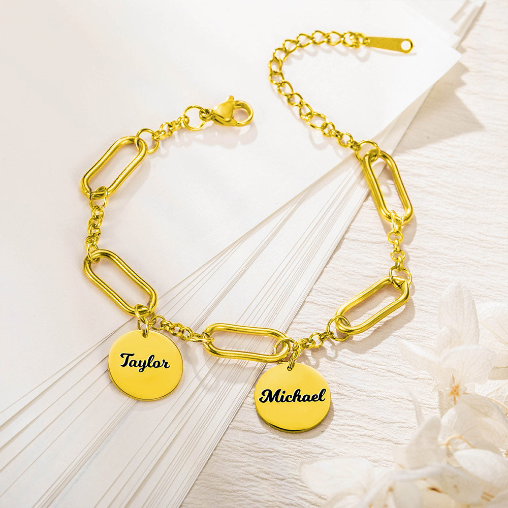 Custom Family Names Round Bracelet Jewelry Treasures