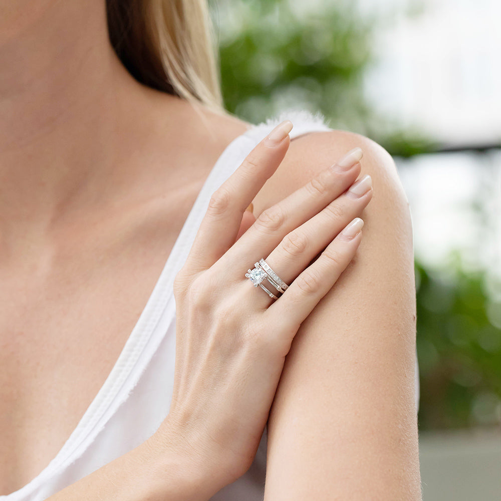 Personalized Detachable Couples Ring with Birthstone