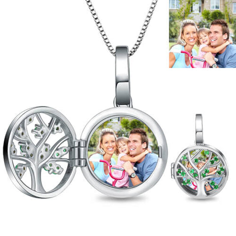 Engraved Unique Family Tree Photo Locket Sterling Sliver Jewelry Treasures